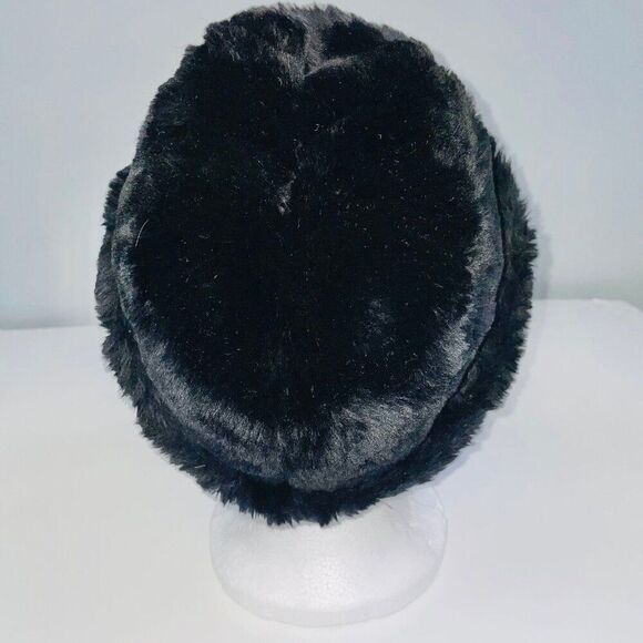 Vintage Womens Bucket Cloche Black Hat Faux Fur Mod main image 7